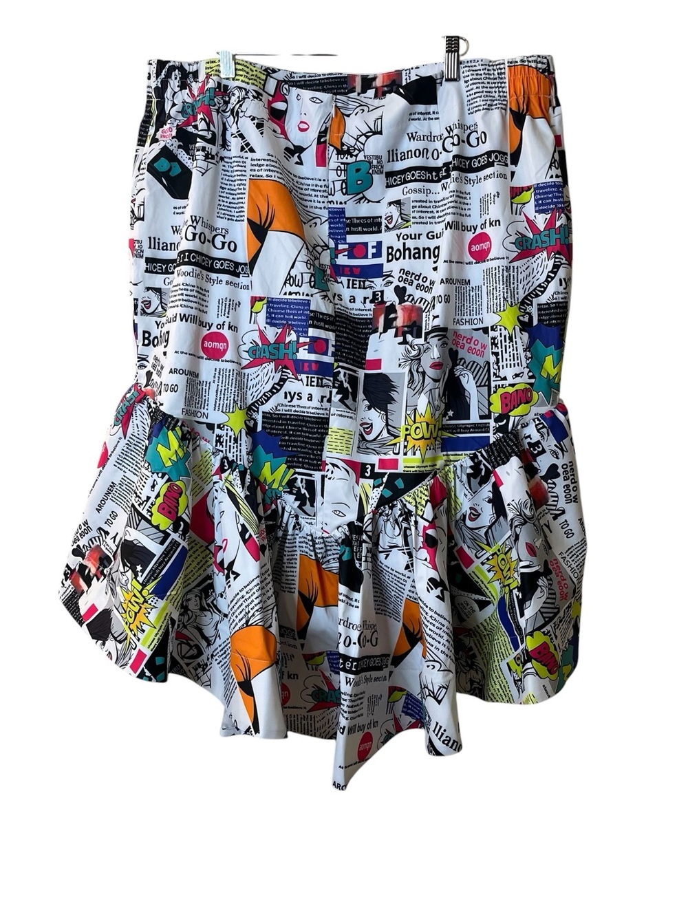 For Her High-Low Ruffle Skirt in Multicolor Comic Print Sz 2X - Picture 4 of 15